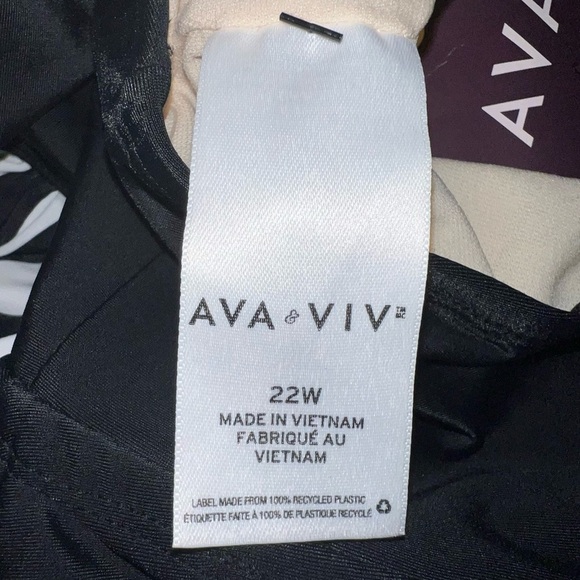 NWT Ava & Viv plus size Swim Dress black white stripe one piece Size 22W - Picture 8 of 8
